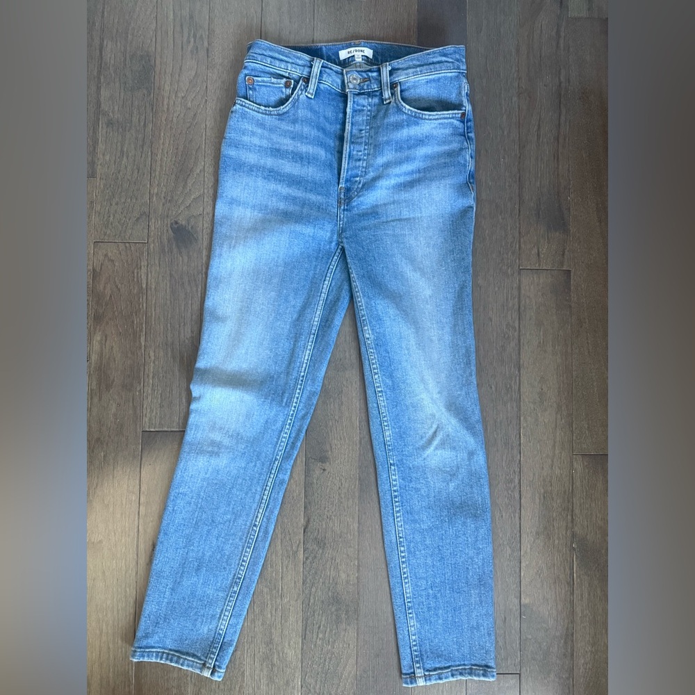 Re/Done Women's Skinny Jeans in Light Blue Wash